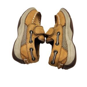 Sperry Intrepid Tan Brown Leather Loafers Boat Shoes Toddler Boy Size 5.5